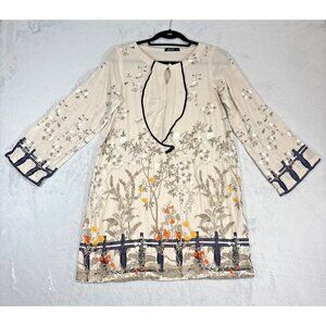 Cross Stitch Dress Size M Pearl Button Design 100% Pima Cotton Chinese Design